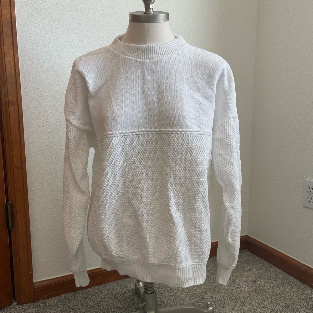 Vintage Lee White Cotton Knit Long Sleeve‎ Sweater Women’s Large